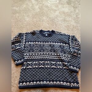 Unisex Fairisle wool Navy Patterned Sweater Sz L newton trading company grunge